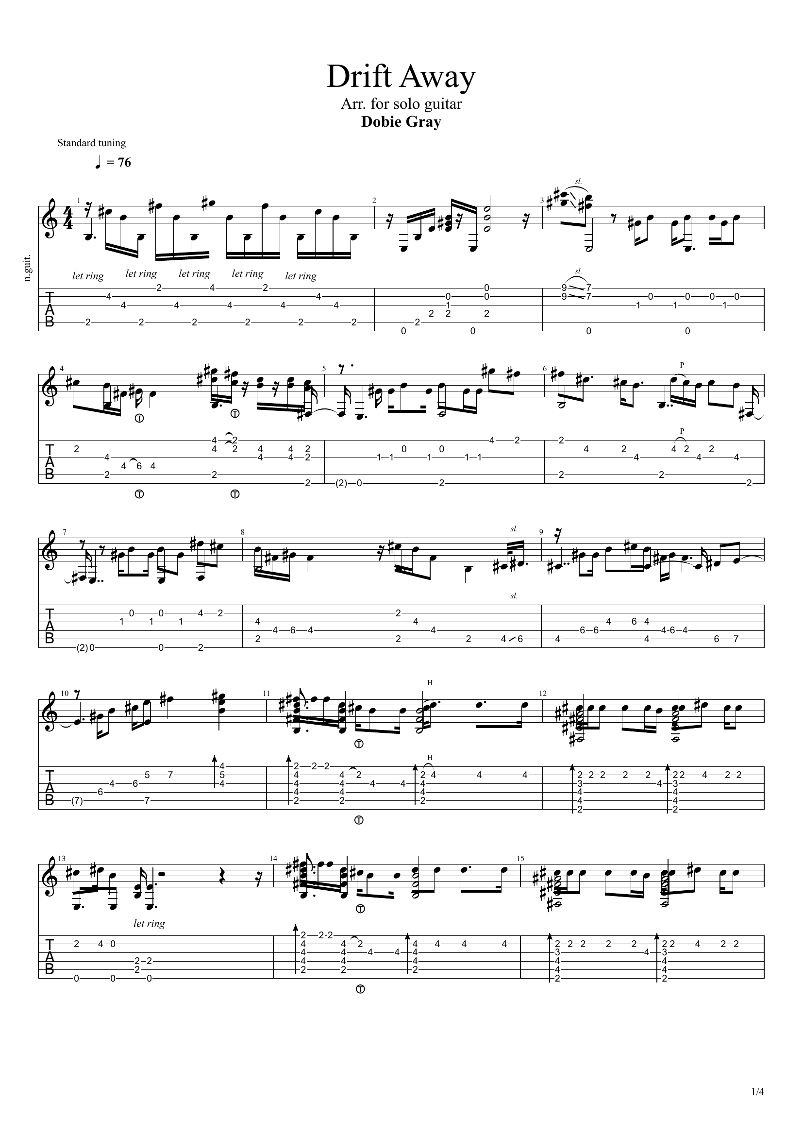 Drift Away - Dobie Gray Guitar TAB & Chords — tab preview