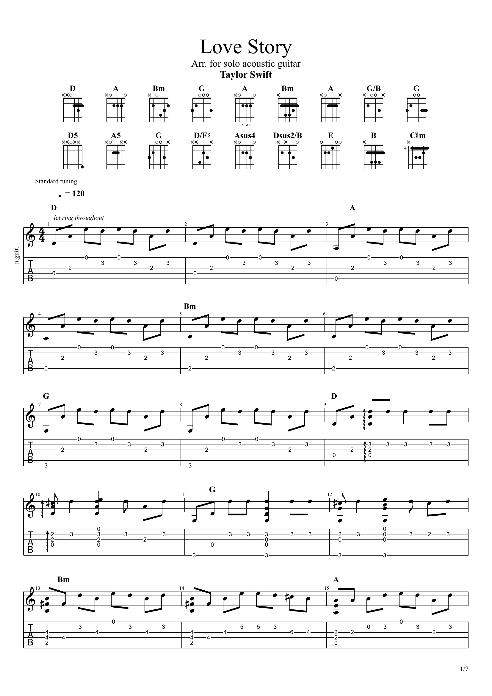 Love Story (Taylor Swift) Guitar TAB & Chords — tab preview
